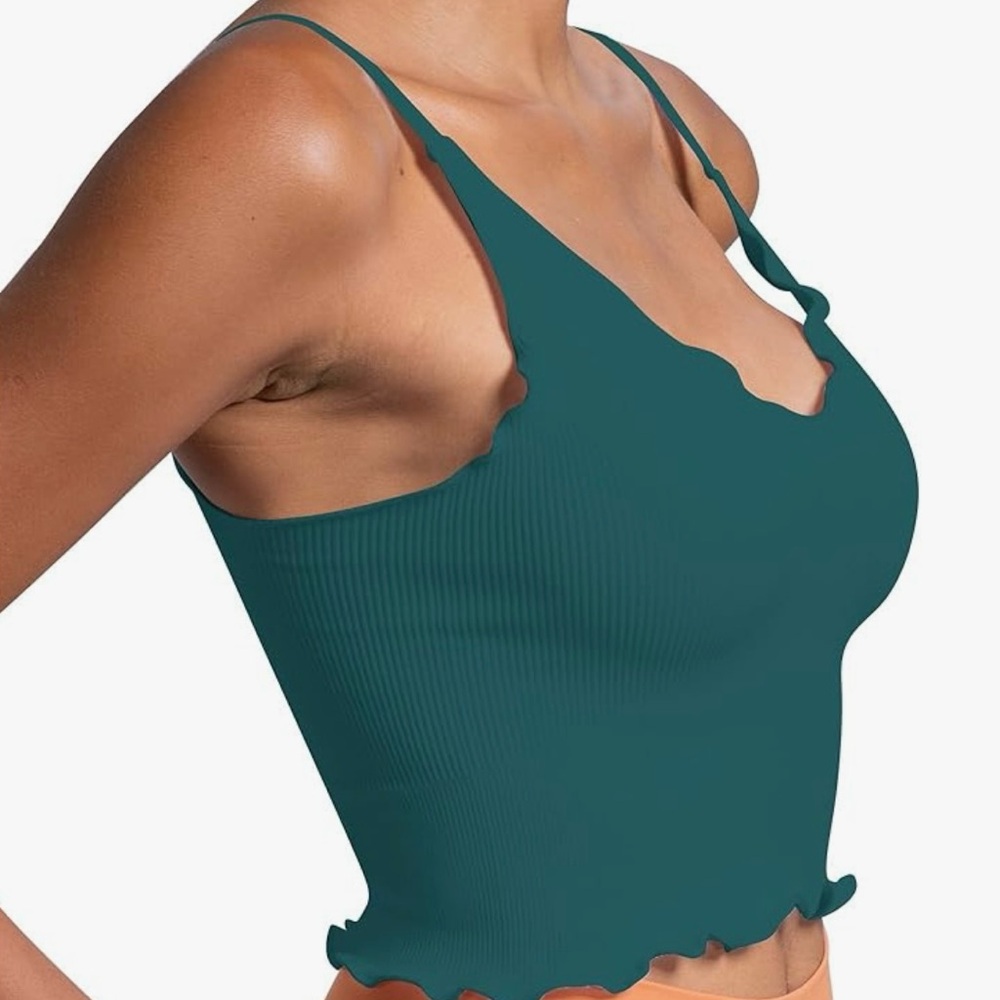 Teal Ribbed Crop Top
